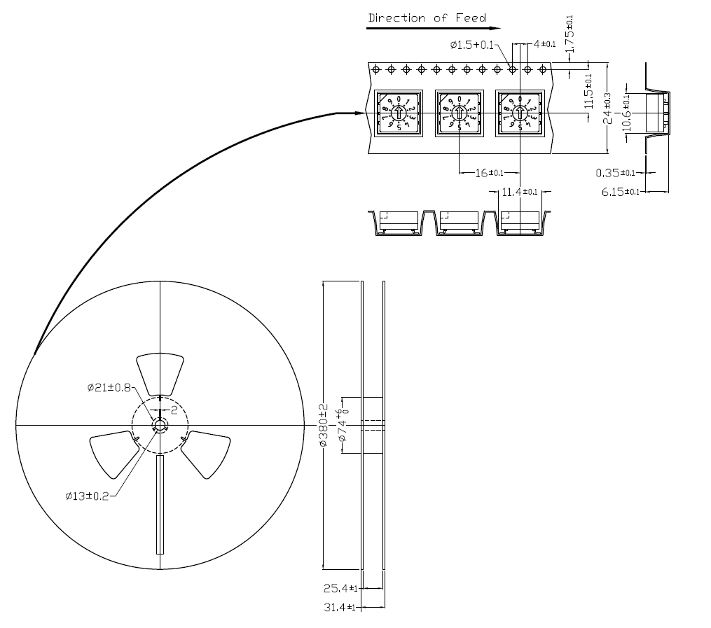 Tape & Reel Packaging of Rotary DIP Switches